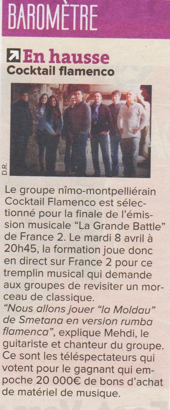 presse/midi libre/concours/battle/france2/cocktail flamenco