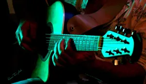 Patrick au chant et à la guitare acoustique