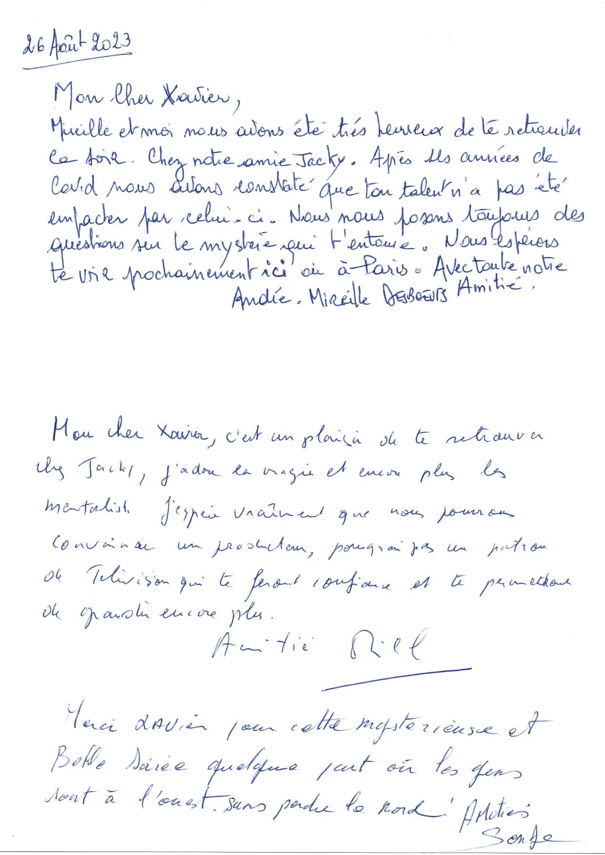 Livre d'or suite à une réception privée