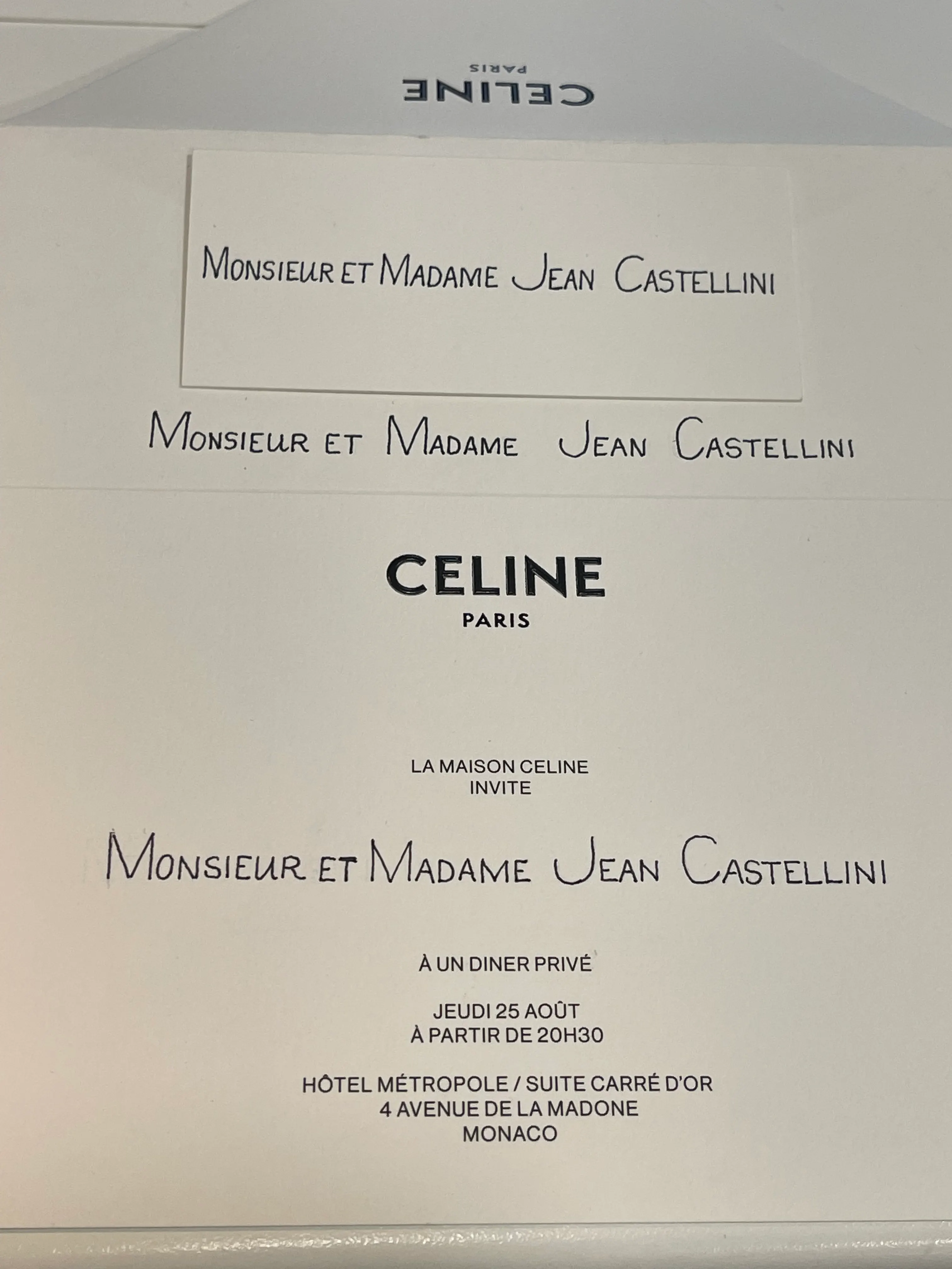 Set invitation et name place pour CÉLINE 