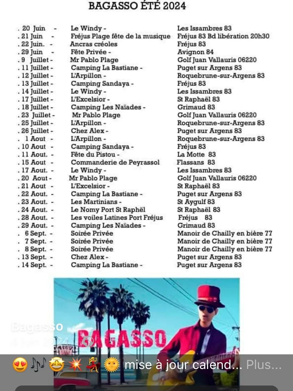 Bagasso tour été 2024