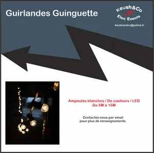 Guirlandes guinguette disponible en Location 
Essonne 
Angerville Étampes Paris ile de france 