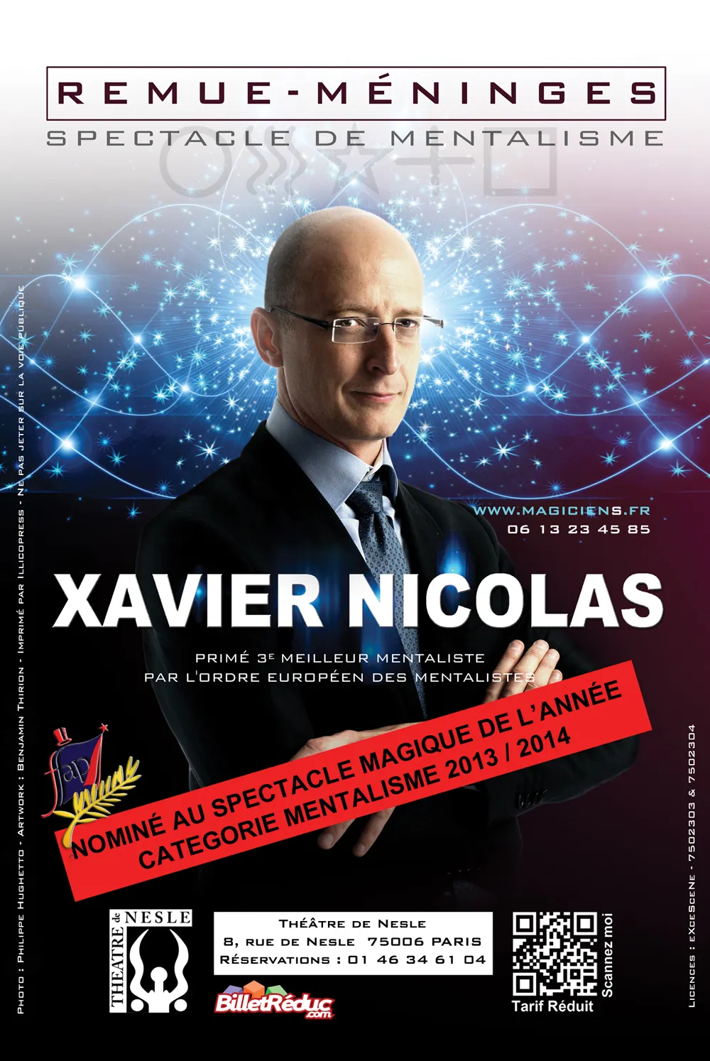 Affiche du spectacle de mentalisme 'Remue Méninges'