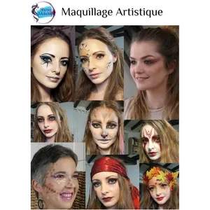 Maquillages artistiques : Egypte, poupée porcelaine cassée, viking, vampire, chat, pixel, pirate, fée des forêt, kitsune...