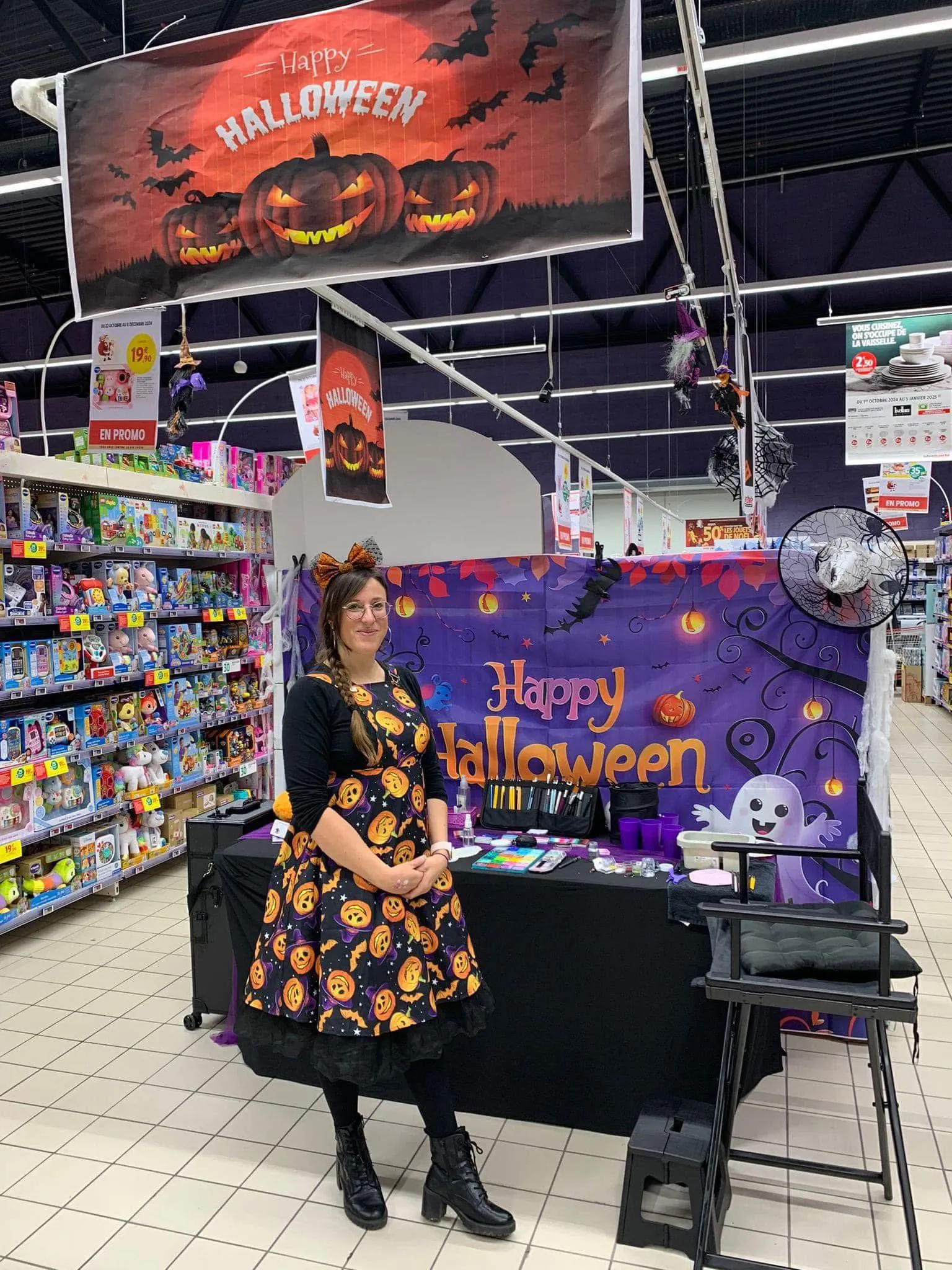 Stand maquillage animation commerciale halloween