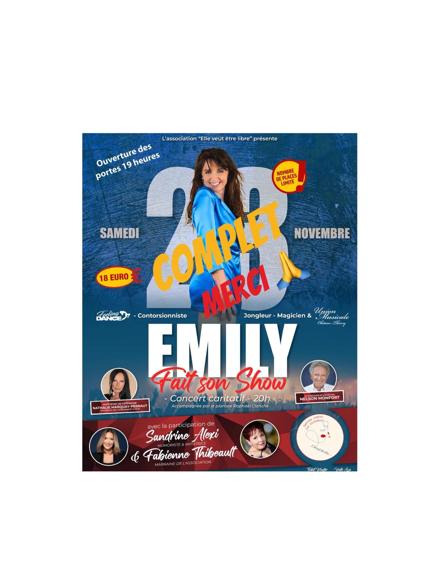 affiche caritative pour un show solidaire pour les femmes victimes de violences 