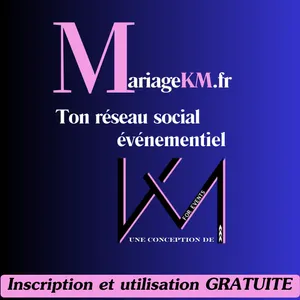 MariageKM.fr le réseau social du Mariage et de l'événement pour particuliers et professionnels: 
https://kmforevents.fr/MariageKM/signup.php