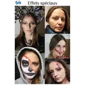 Maquillages effets spéciaux : pose de prothèses, effet blessures, effet vieillissement...etc.