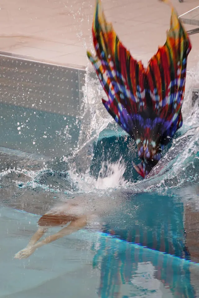 Plongeon lors du ballet aquatique en piscine.