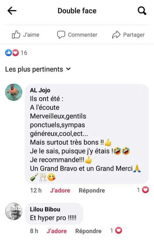 Avis à la suite d'une prestation face A puis B